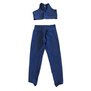 Booty by Brabants Dark Blue Two Piece Workout Set Bra Top Leggings One Size